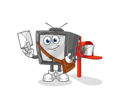 Eski televizyon postacısı vektörü. karikatür