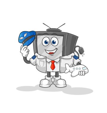 Eski TV pilotu maskotu. çizgi film vektosu