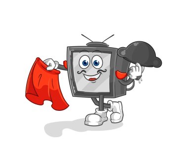 Kırmızı bez resimli eski bir matador. karakter vektosu