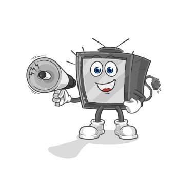 Eski televizyon hoparlör vektörünü tutuyor. karikatür