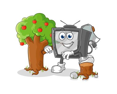 Eski TV Carpenter illüstrasyonu. karakter vektosu