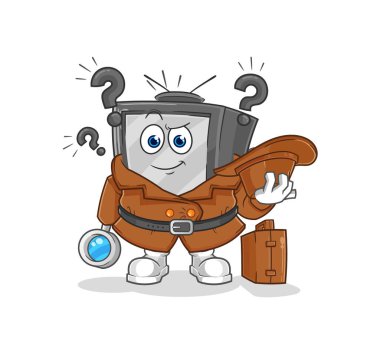 Eski TV dedektifi vektörü. karikatür