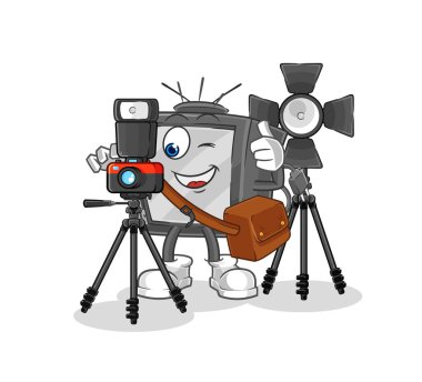 Eski TV fotoğrafçısı karakteri. karikatür maskotu vektosu
