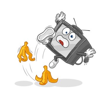 Eski televizyon muza basıp kaydı. karikatür maskotu vektosu