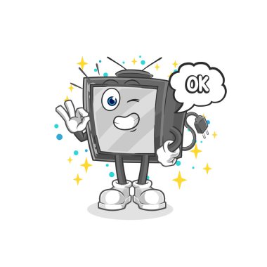 Eski televizyonun kabul ettiği maskot. çizgi film vektosu