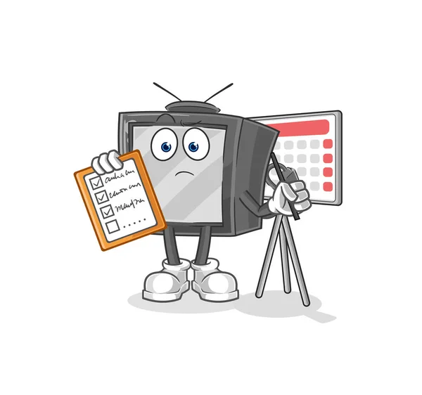 Viejo Vector Lista Programación Televisión Caracte Dibujos Animados — Vector de stock