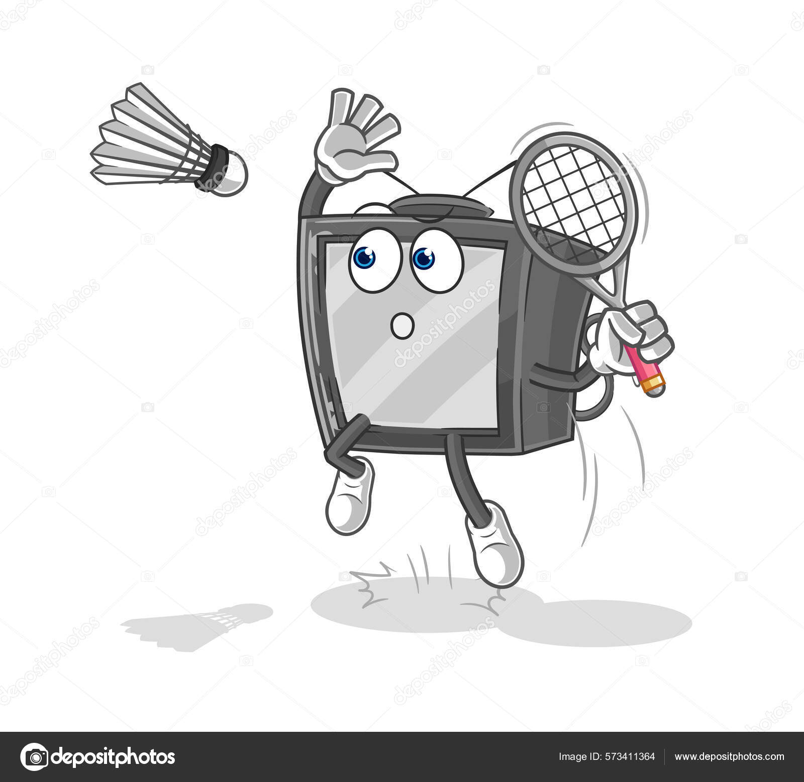 Old Smash Badminton Cartoon Cartoon Mascot Vecto Stock Vector by ©hariyusuf.rap.gmail 573411364