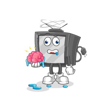 Eski TV 'de beyin vektörü yok. karikatür