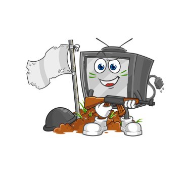 Eski bir televizyon karakteri. karikatür maskotu vektosu