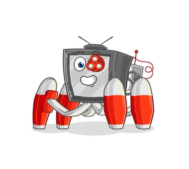 Eski TV 'nin gelecekteki robot vektörü. karikatür