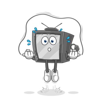 Eski TV ip atlama egzersizi. karakter vektosu