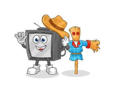 Korkuluk çizgi film karakteri vektosu olan eski televizyon