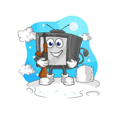 Kışın televizyona çıkan eski asker. karakter maskotu vekto