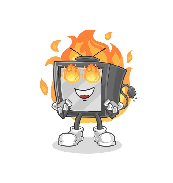 Old Fire Mascot Cartoon Vecto — Stock Vector