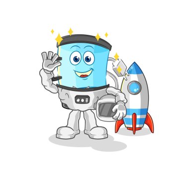 Blender astronot el sallayan karakter. karikatür maskotu vektosu