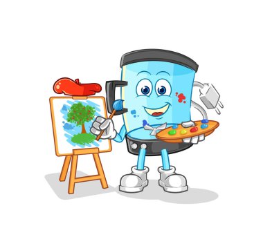 Mikser sanatçısı maskotu. çizgi film vektosu