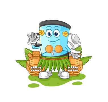 Blender Hawai el sallayan karakteri. karikatür maskotu vektosu