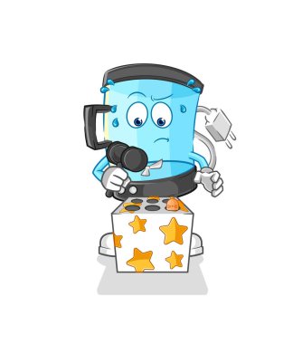 Blender, köstebek maskotuna vuruyor. çizgi film vektosu