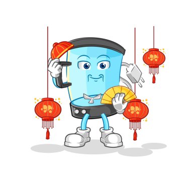 Fener resimli Çin blenderi. karakter vektosu