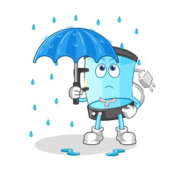 Blender şemsiye illüstrasyonu tutuyor. karakter vektosu