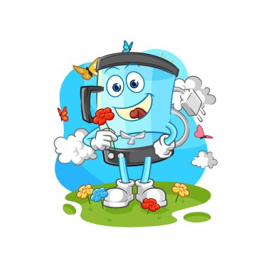 Blender baharda çiçek toplar. karakter vektosu