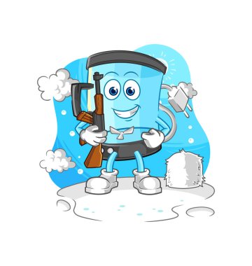 Kışın blender askeri. karakter maskotu vekto