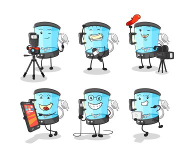 Blender teknolojisi grubu karakteri. karikatür maskotu vektosu