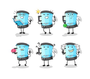 Blender düşünen grup karakteri. karikatür maskotu vektosu