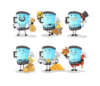 Blender zengini grup karakteri. karikatür maskotu vektosu