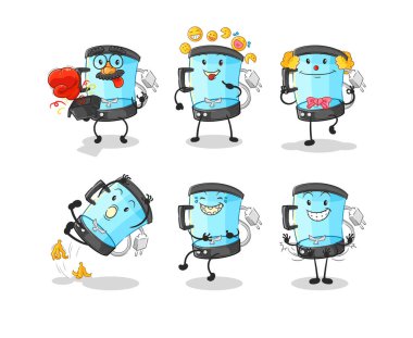 Blender komedi seti karakteri. karikatür maskotu vektosu