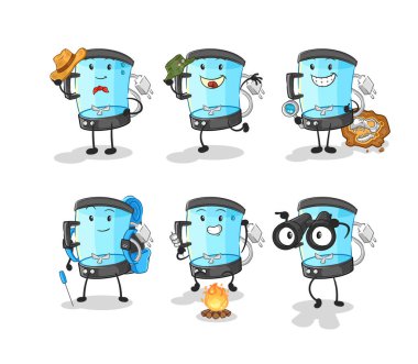 Karıştırıcı macera grubu karakteri. karikatür maskotu vektosu