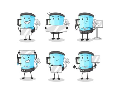 Blender holding grubu karakteri. maskot vektosu