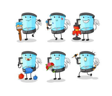 Blender sanatçısı grup karakteri. karikatür maskotu vektosu