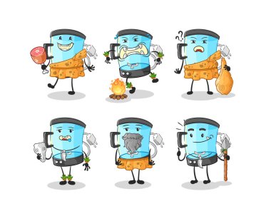 Blender ilkel insan grubu karakteri. maskot vektosu