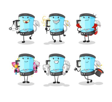 Blender sihirli grup karakteri. karikatür maskotu vektosu