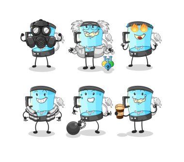 Blender kötü adam grup karakteri. karikatür maskotu vektosu