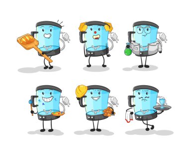 Blender mesleği karakter belirler. karikatür maskotu vektosu