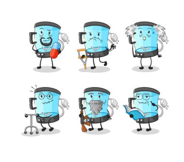 Yaşlı blender karakteri. karikatür maskotu vektosu