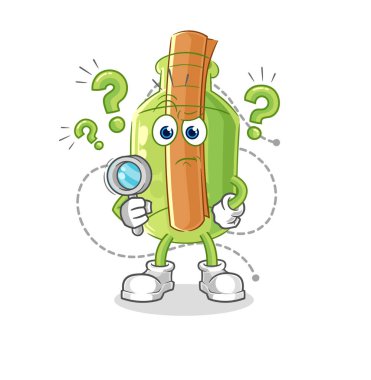 Bir şişedeki illüstrasyon araması mesajı. karakter vektosu