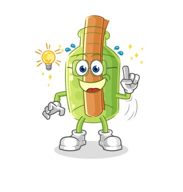 Şişedeki mesajda bir fikir karikatürü var. maskot vektosu