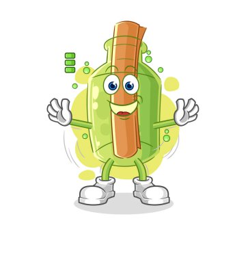Bir şişedeki mesaj tam pil karakteri. karikatür maskotu vektosu