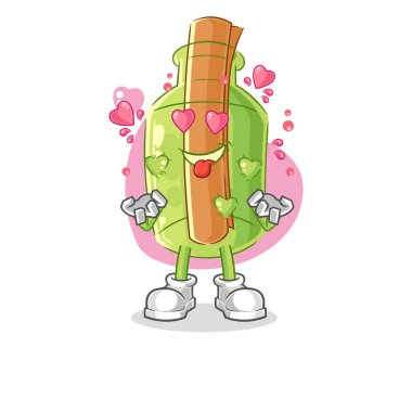 Şişedeki mesaj aşk vektörüne düşüyor. karikatür