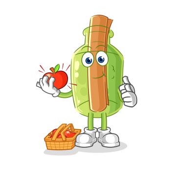 Dur işareti olan şişedeki mesaj. karikatür maskotu vektosu