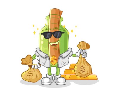 Şişedeki germe karakteri mesajı. karikatür maskotu vektosu