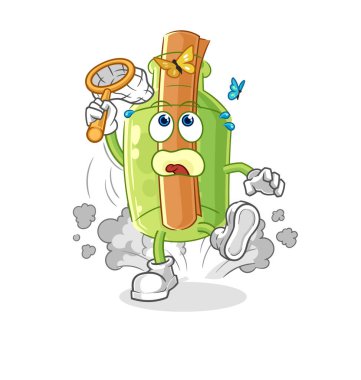 Bowling karikatürünün şişedeki mesajı. karikatür maskotu vektosu