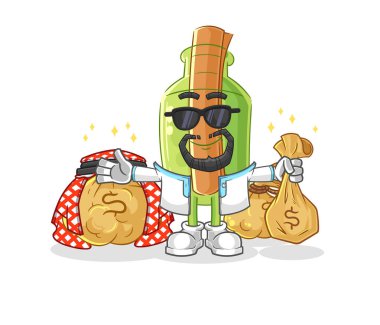 Bir şişe boksörü karakterindeki mesaj. karikatür maskotu vektosu