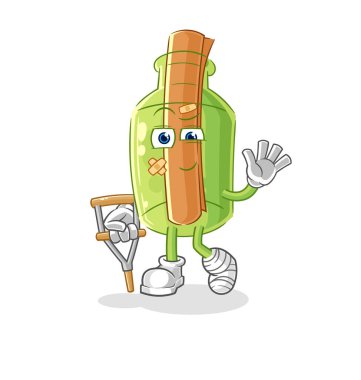 Şişedeki mesaj sıcak kırmızı biber maskotu yiyor. çizgi film vektosu