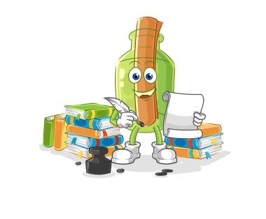 Virüs karikatürlerine karşı şişedeki mesaj. karikatür maskotu vektosu