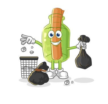 Şişedeki, saksıdaki mesaj. karakter vektosu