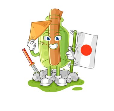 Koreli bir şişedeki mesaj. karikatür maskotu vektosu